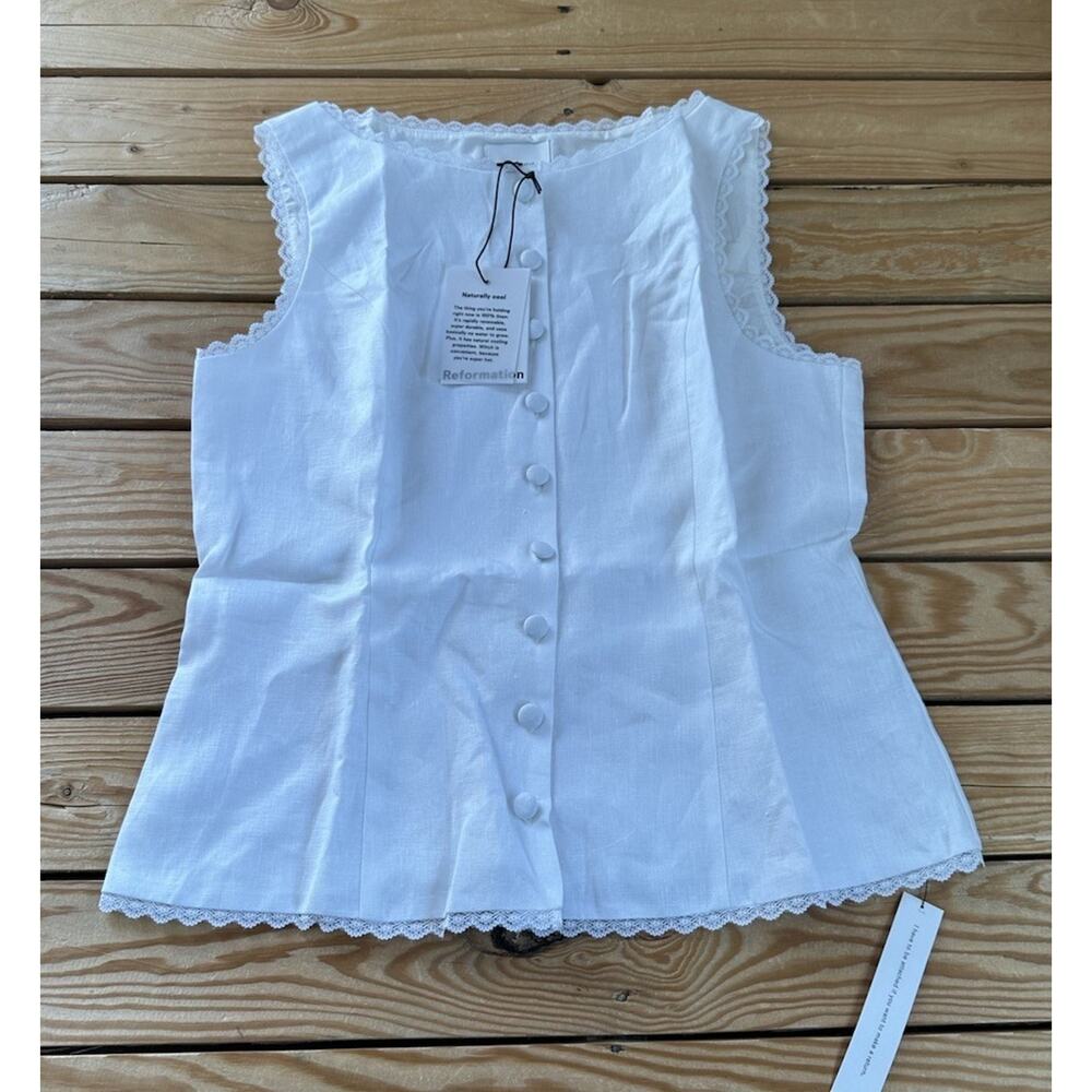 Reformation White Sleeveless Blouse